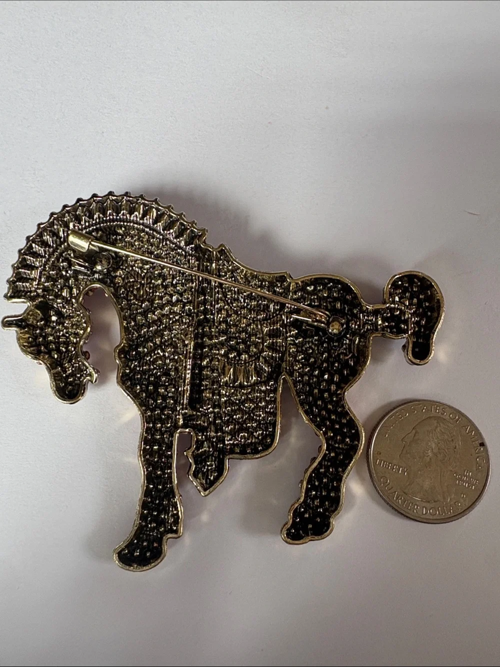 Pink Jeweled Horse Brooch